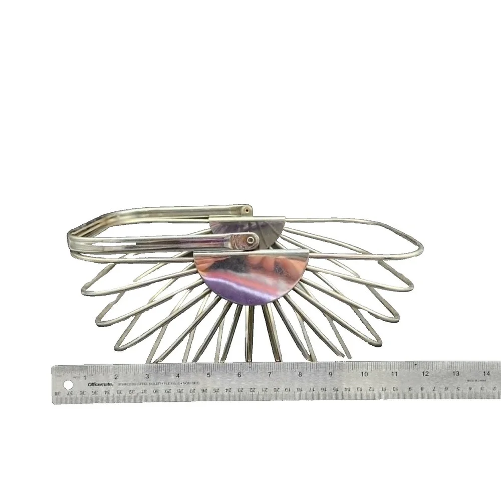 Unbranded‎ Vintage Wire Folding Fruit Basket Silver Chrome Metal Decor